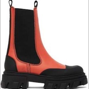 Ganni Orange and Black Chunky Chelsea Boot